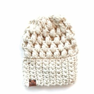 Puff Stitch Crochet Slouch Hat | Off White